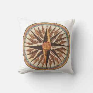 Nautical Vintage Ship’s Compass Navigator Sailing Cushion