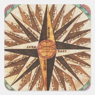 Nautical Vintage Ship’s Compass Navigator Sailing Square Sticker