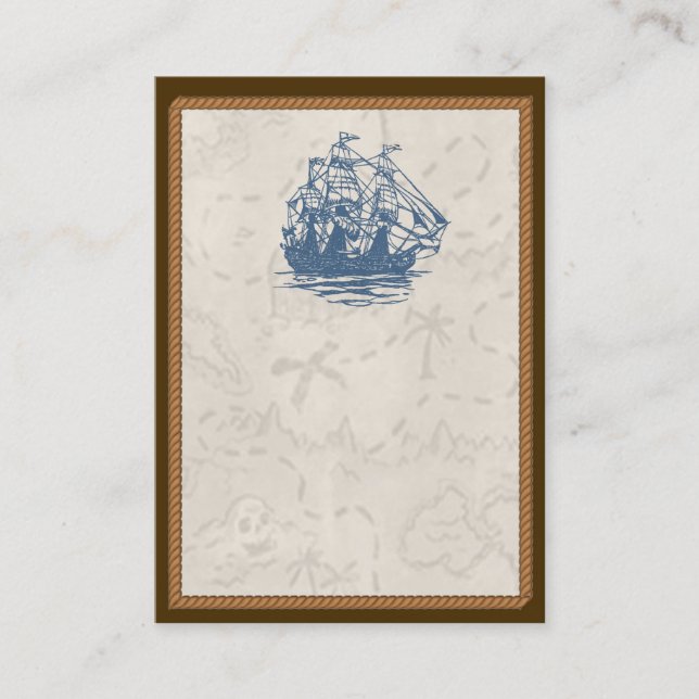 Nautical Vintage Ship Treasure Map Business Card (Front)