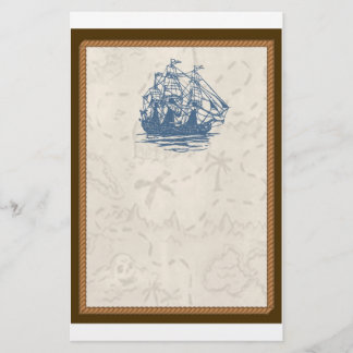 Nautical Vintage Ship Treasure Map Stationery