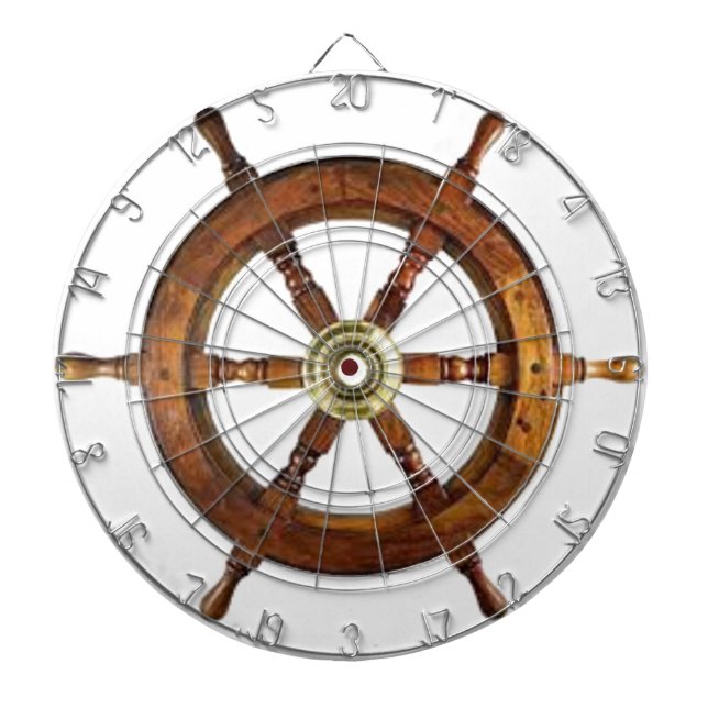 Nautical Vintage Ship Wheel Wooden Helm Dart Board (Front)