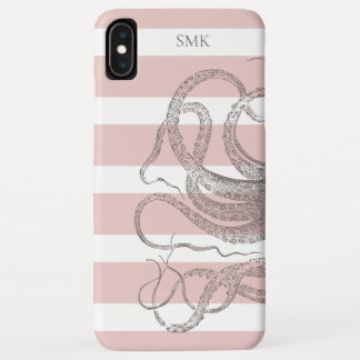 Nautical Vintage Steampunk Octopus on Pink Stripes Case-Mate iPhone Case