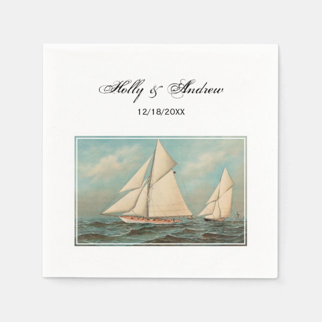Nautical Vintage Yachts Racing #1 Napkin (Front)