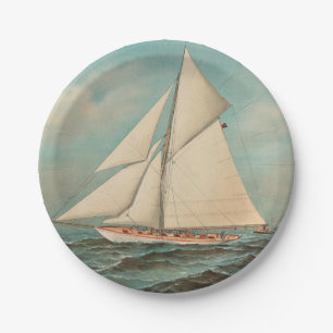 Nautical Vintage Yachts Racing #1 Paper Plate