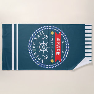 Nautical Voyager Best Sailor Beach Towel
