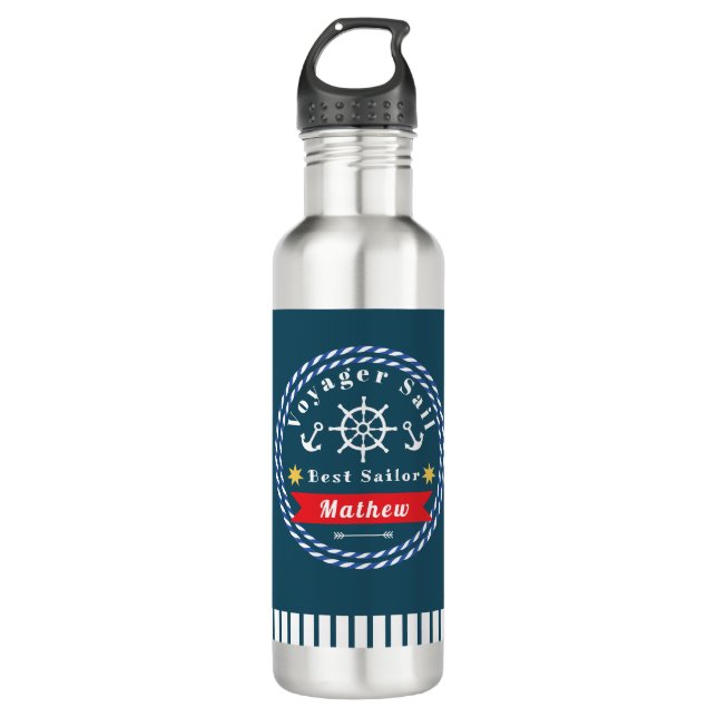 Nautical Voyager Best Sailor Dark Blue 710 Ml Water Bottle (Front)