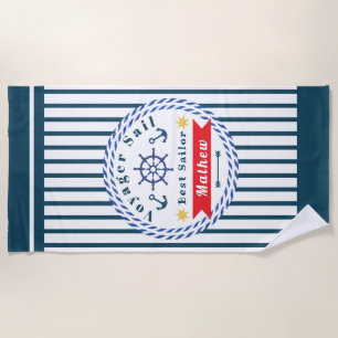 Nautical Voyager Best Sailor White Beach Towel