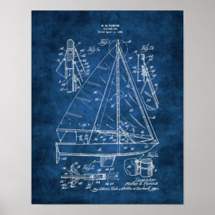 Nautical Wall Decor Sailboat Blueprint #3