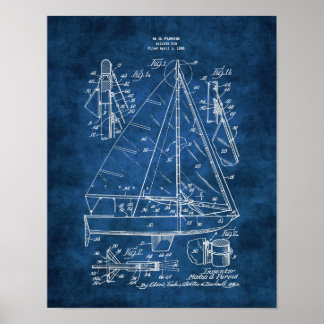 Nautical Wall Decor Sailboat Blueprint #3