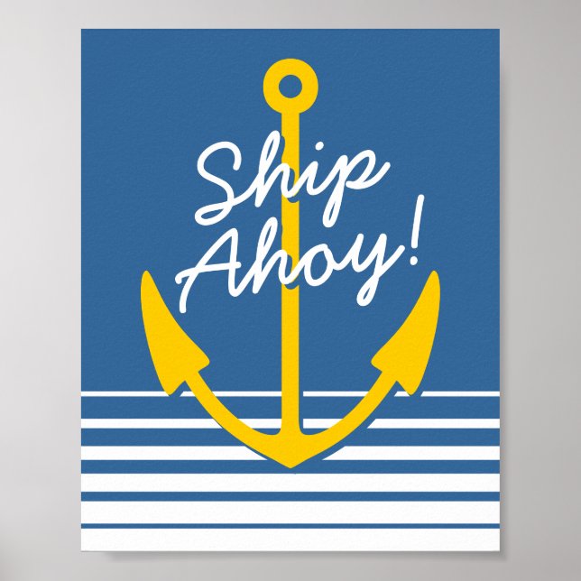 Nautical wall poster decor | Yellow boat anchor (Front)