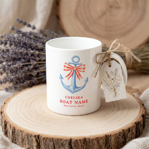 Nautical Watercolor Anchor Personalised Coffee Mug
