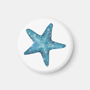 Nautical Watercolor Blue Starfish Magnet