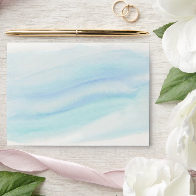Nautical Watercolor Blue White Painted  Envelope (Wedding)