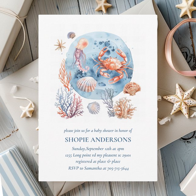 "Nautical Watercolor Coral Reef Delights  Invitation (Creator Uploaded)