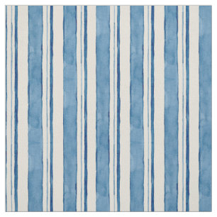 Nautical Watercolor Hand Painted Striped Pattern Fabric