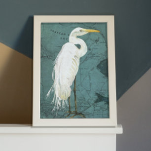 Nautical Watercolor Heron Fish Beach Decoupage Tissue Paper