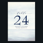 Nautical Watercolor Ocean Navy Blue Table Number<br><div class="desc">When it comes to wedding stationery beachy styles kick off the theme for a magical evening or an entire wedding weekend by the sea. Set the tone of your seaside wedding with this oceanic-inspired design featuring a watercolor ocean background.</div>