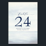 Nautical Watercolor Ocean Navy Blue Table Number<br><div class="desc">When it comes to wedding stationery beachy styles kick off the theme for a magical evening or an entire wedding weekend by the sea. Set the tone of your seaside wedding with this oceanic-inspired design featuring a watercolor ocean background.</div>