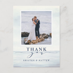 Nautical Watercolor Ocean Photo Thank You Postcard