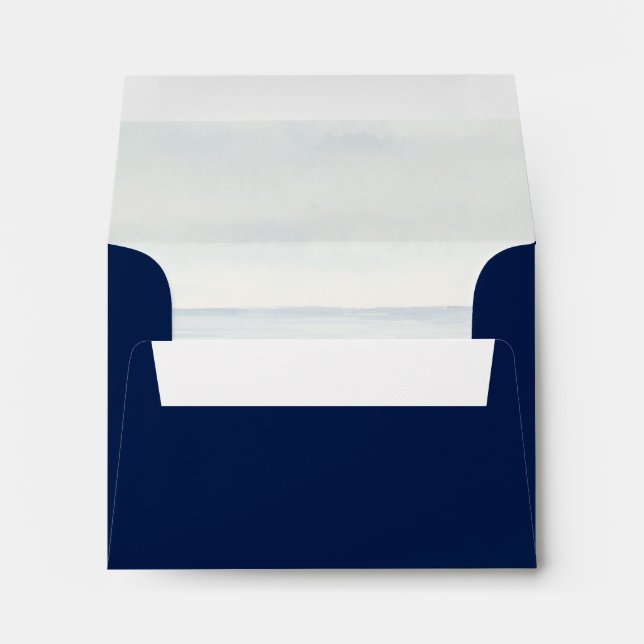 Nautical Watercolor Ocean RSVP Navy Envelope (Back (Bottom))
