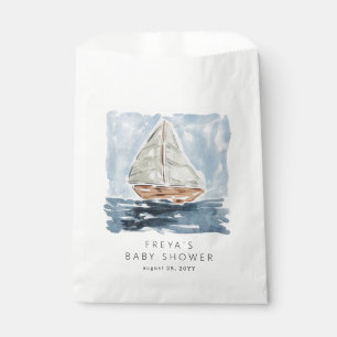 Nautical Watercolor Sailboat Baby Shower Custom Favour Bags