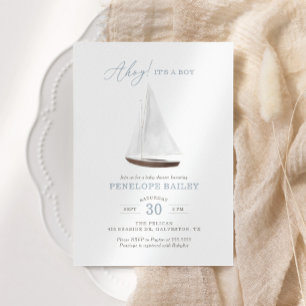 Nautical Watercolor Sailboat Baby Shower Invitatio Invitation
