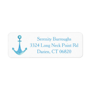 Nautical Watercolor Ship Anchor Blue Turquoise