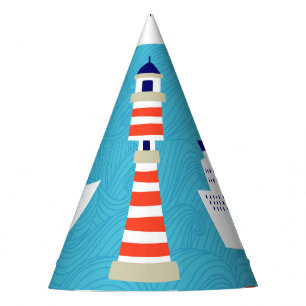 Nautical Waves: Lighthouse Cruiser Pattern. Party Hat