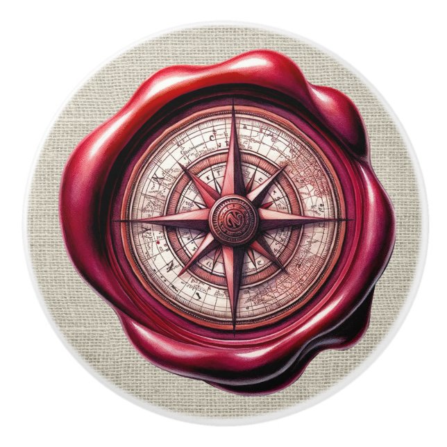 Nautical Wax Stamp Image Beach Drawer Knobs (Front)