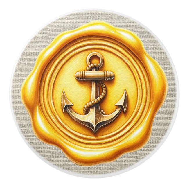 Nautical Wax Stamp Image Beach Drawer Knobs (Front)