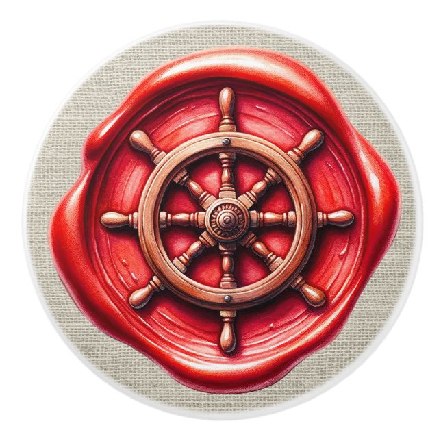 Nautical Wax Stamp Image Beach Drawer Knobs (Front)