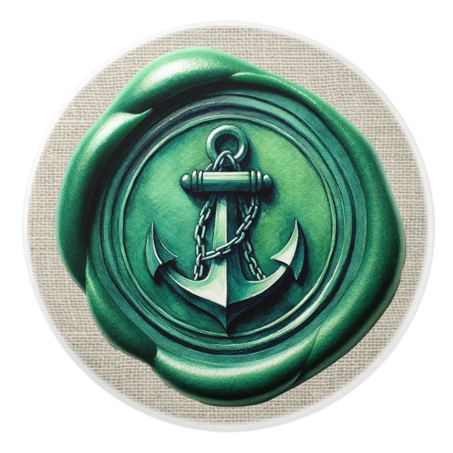 Nautical Wax Stamp Image Beach Drawer Knobs (Front)