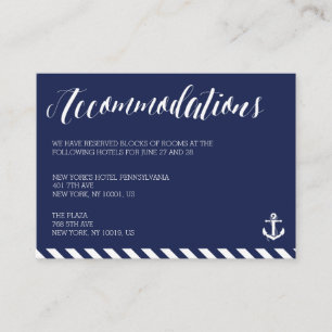 Nautical Wedding Accommodation Cards With Stripes