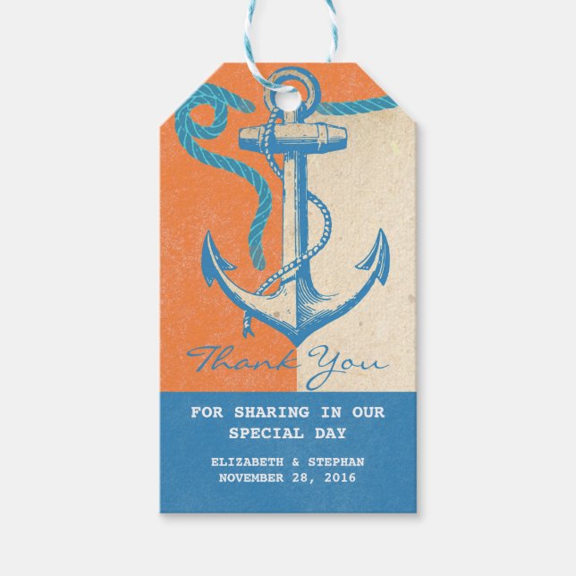 Nautical Wedding Anchor Favour Tags (Front)