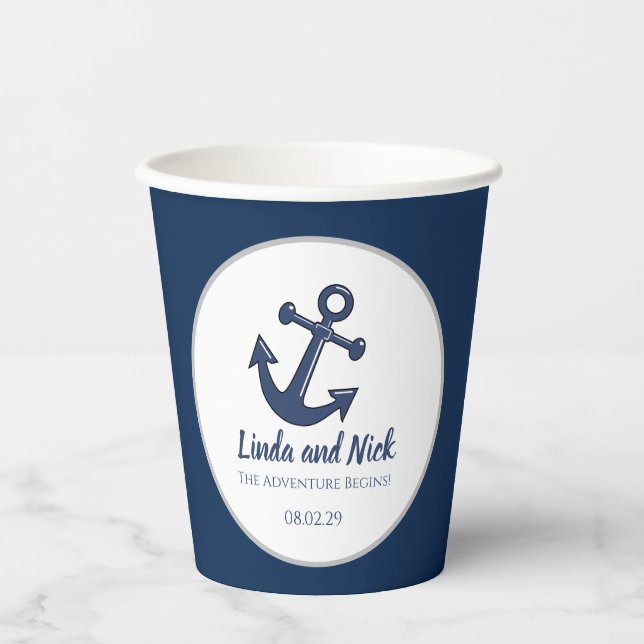 Nautical Wedding Anchor Paper Cups (Front)