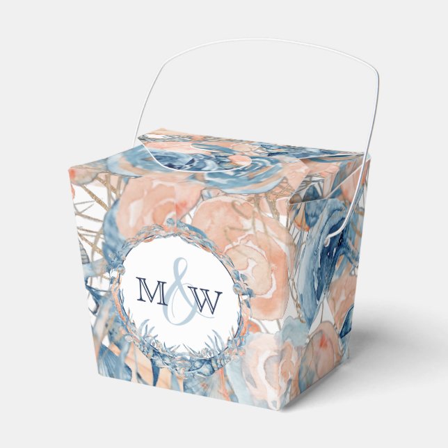 Nautical Wedding Beach Seashell and Rose Favour Box (Front Side)