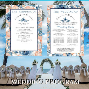 Nautical Wedding Beach Seashell and Roses, Programme