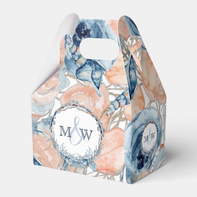 Nautical Wedding Beach Seashell Flowers  Favour Box (Front Side)