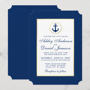 Nautical Wedding Blue Anchor Invitation