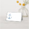 Nautical wedding. Blue anchor seating card. Beach