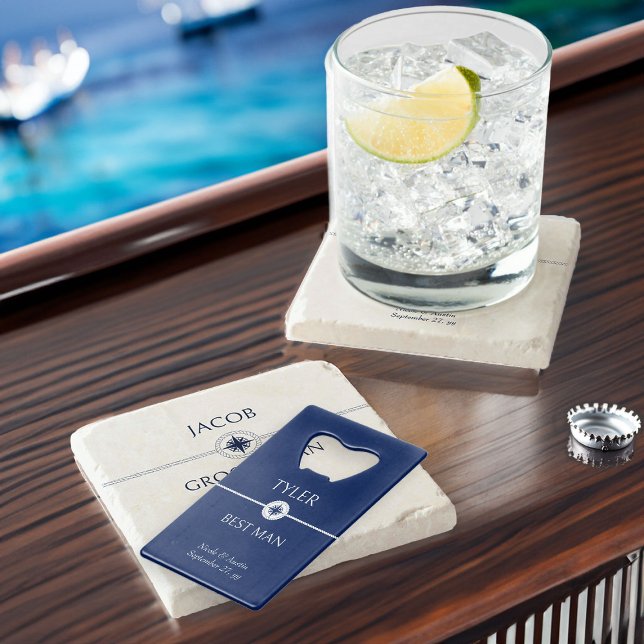 Nautical Wedding Blue and White Groomsman Gift (Nautical wedding groomsman gift - personalize for any member of your wedding party)