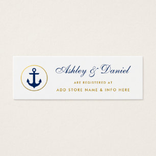 Nautical Wedding Blue Gold Registry Insert Card