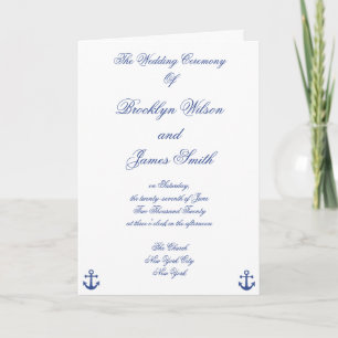 Nautical Wedding Ceremony Programs Programme