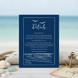Nautical Wedding Details Card Ocean & Seashells