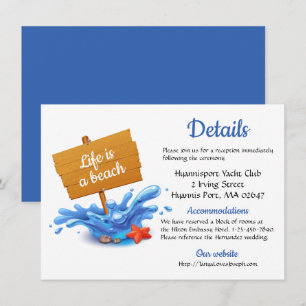 Nautical Wedding Details Navy Blue Beach Summer Invitation