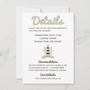 Nautical Wedding Details Tan Lighthouse Ship Wheel Invitation