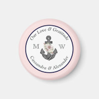 Nautical Wedding Floral Anchor Navy Blue and Pink