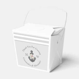 Nautical Wedding Floral Anchor Silver Grey Favour Box