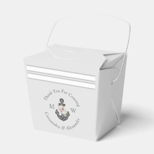 Nautical Wedding Floral Anchor Silver Grey Favour Box