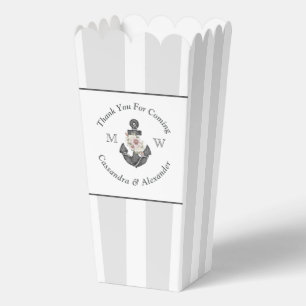 Nautical Wedding Floral Anchor Silver Grey Favour Box